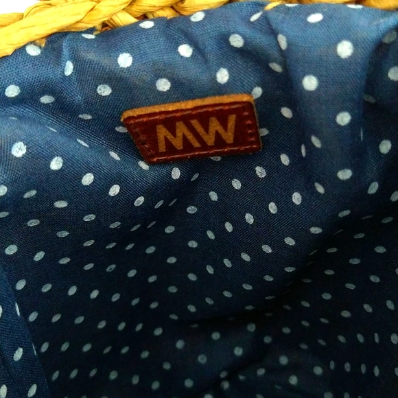 NWOT Most Wanted USA Crossbody Basket Purse With Blue & White Polka Dot Bow - Picture 9 of 9